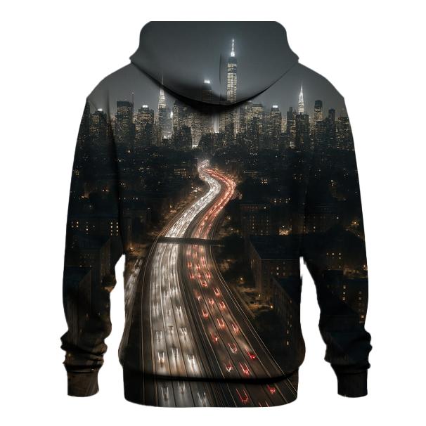 Nighttime Aerial Over The Cross Bronx And Midtown heavyweight hoodies