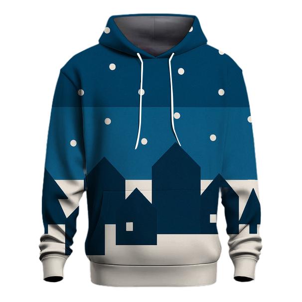 Snowy Village Silhouette Bands pullover hoodies
