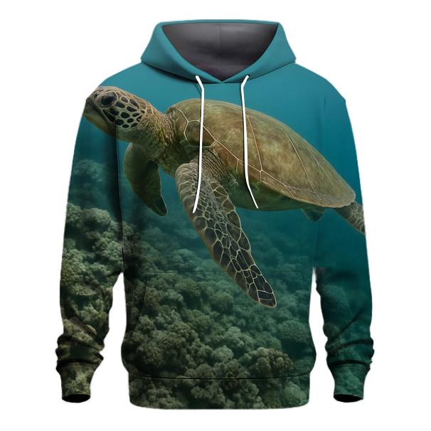 Green Sea Turtle Over Reef hoodie designs