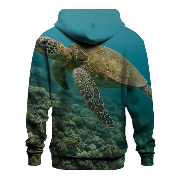 Green Sea Turtle Over Reef hoodie designs