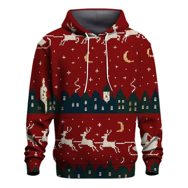Santa Sleigh Skyline Border Design premium hoodies