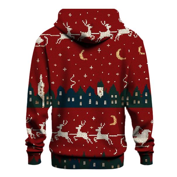 Santa Sleigh Skyline Border Design premium hoodies