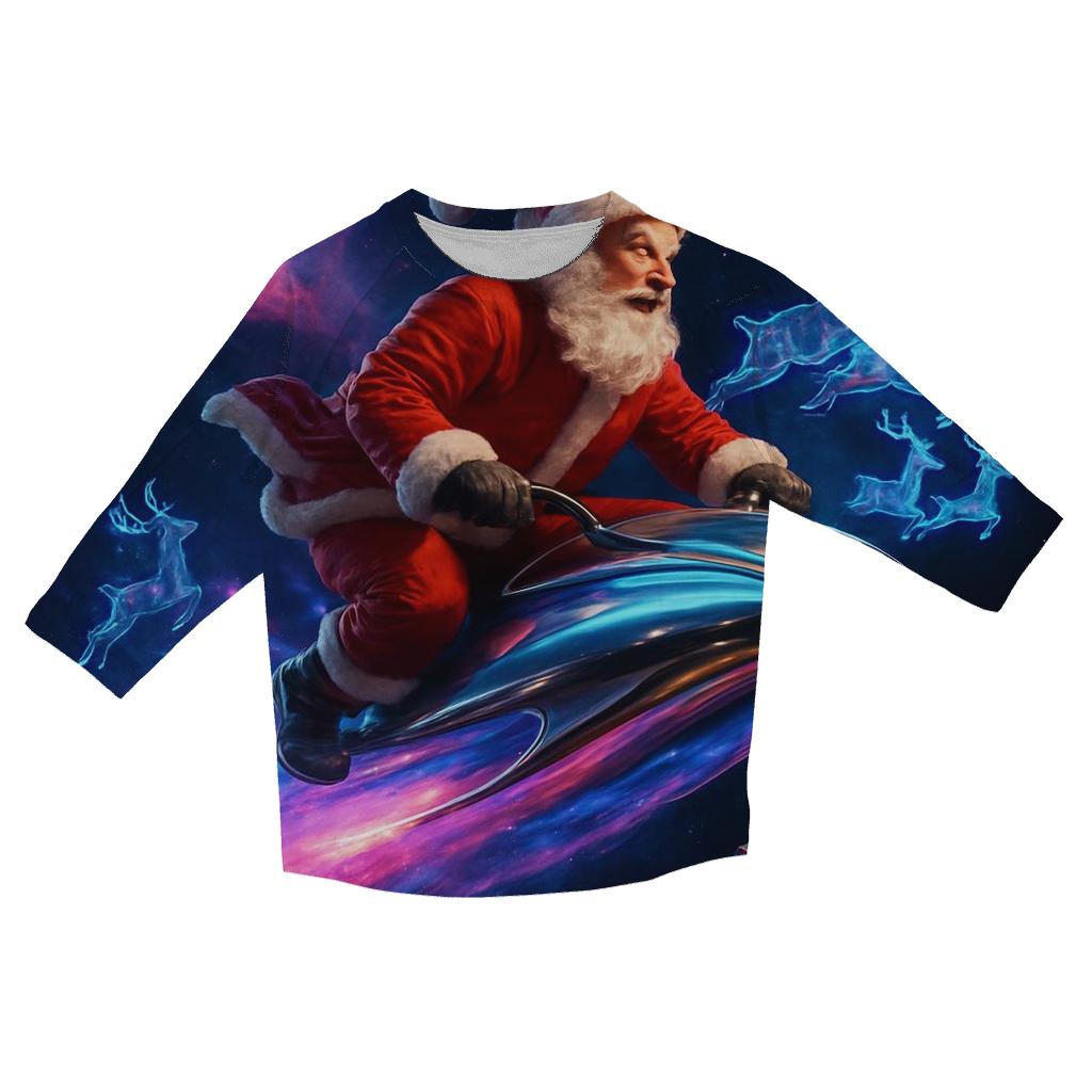Cosmic Sleigh Rider Santa custom 3/4 sleeve shirts