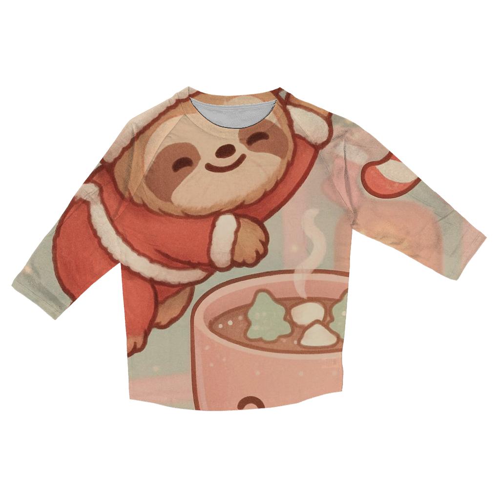 Santa Sloth Cocoa Break stylish quarter sleeve tops