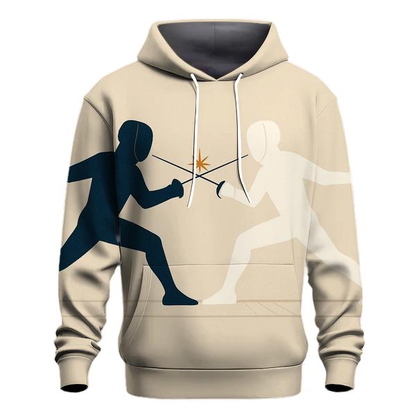 Fencing Duel In Minimalist Silhouette printed hoodies