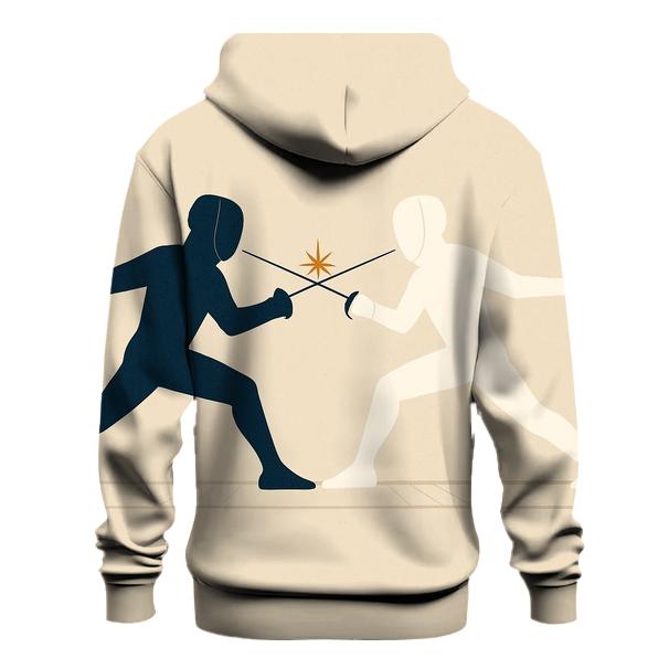 Fencing Duel In Minimalist Silhouette printed hoodies