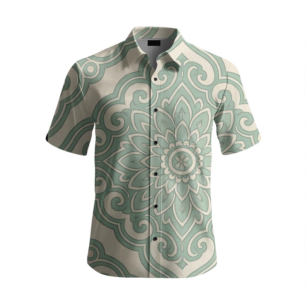 Celadon Goryeo Lotus Damask branded embroidered shirts