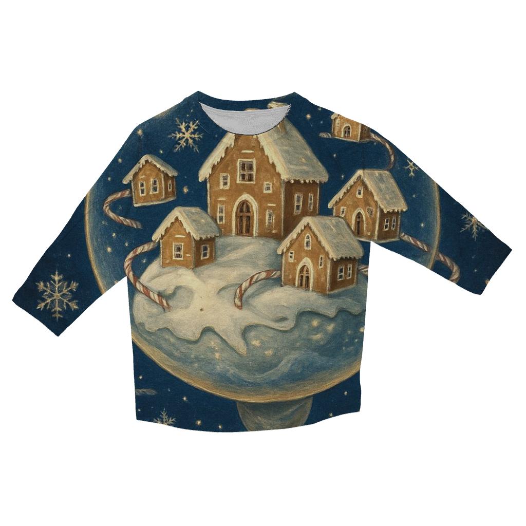 Gingerbread Galaxy Snowglobe fashion 3/4 sleeve shirts