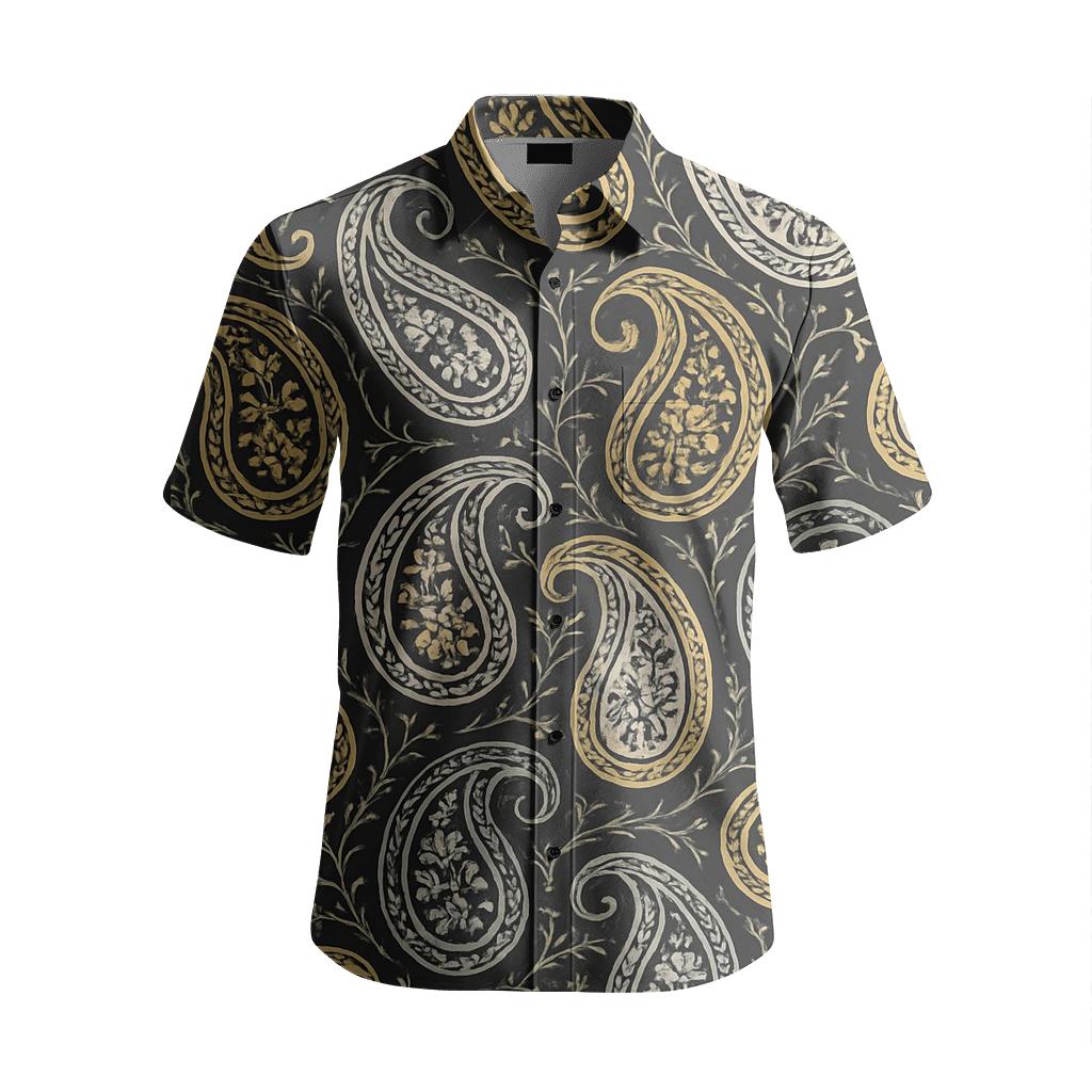 Saffron Deccan Bidri Paisley Field designer stitched shirts