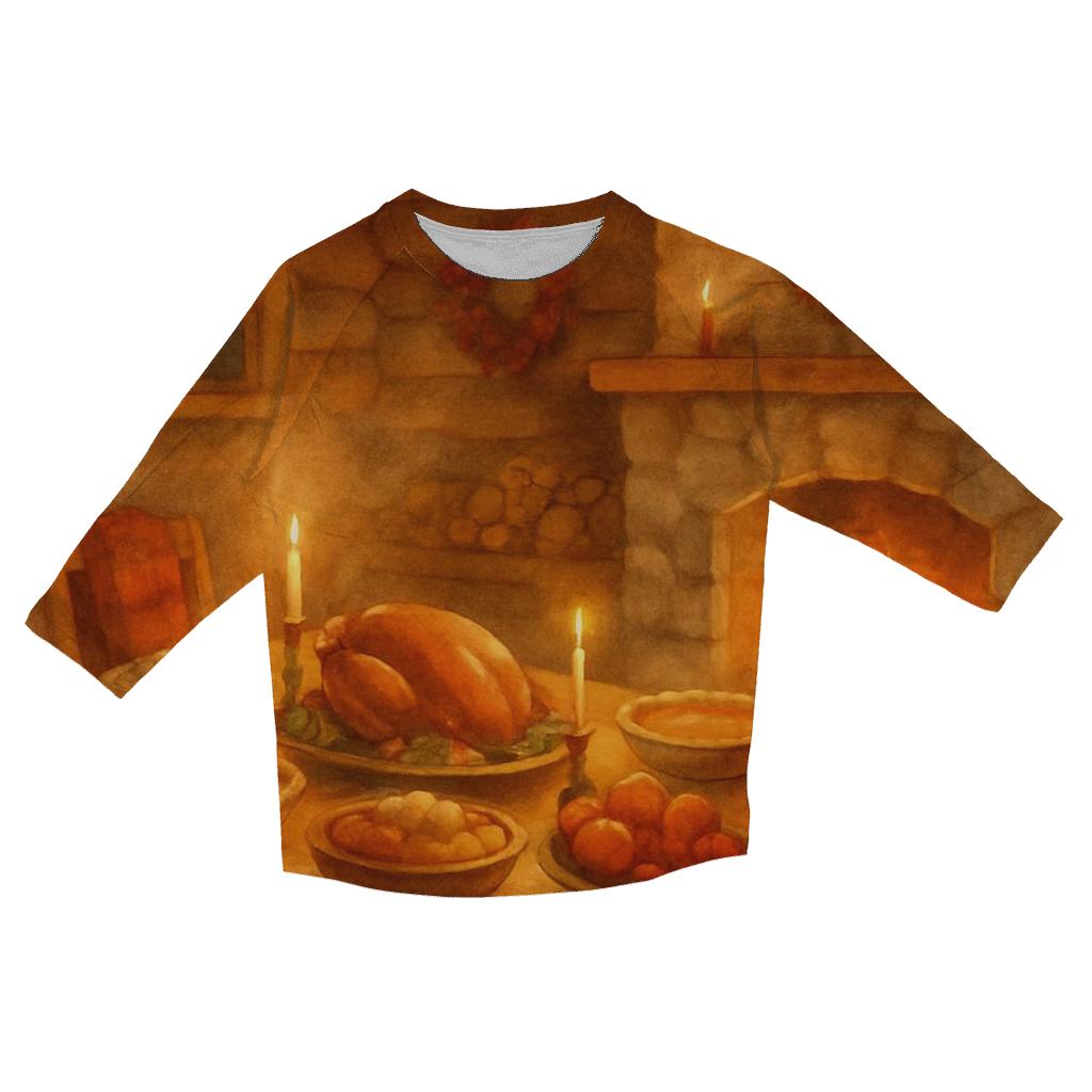Cabin Hearth Thanksgiving Dream designer 3/4 sleeve blouses