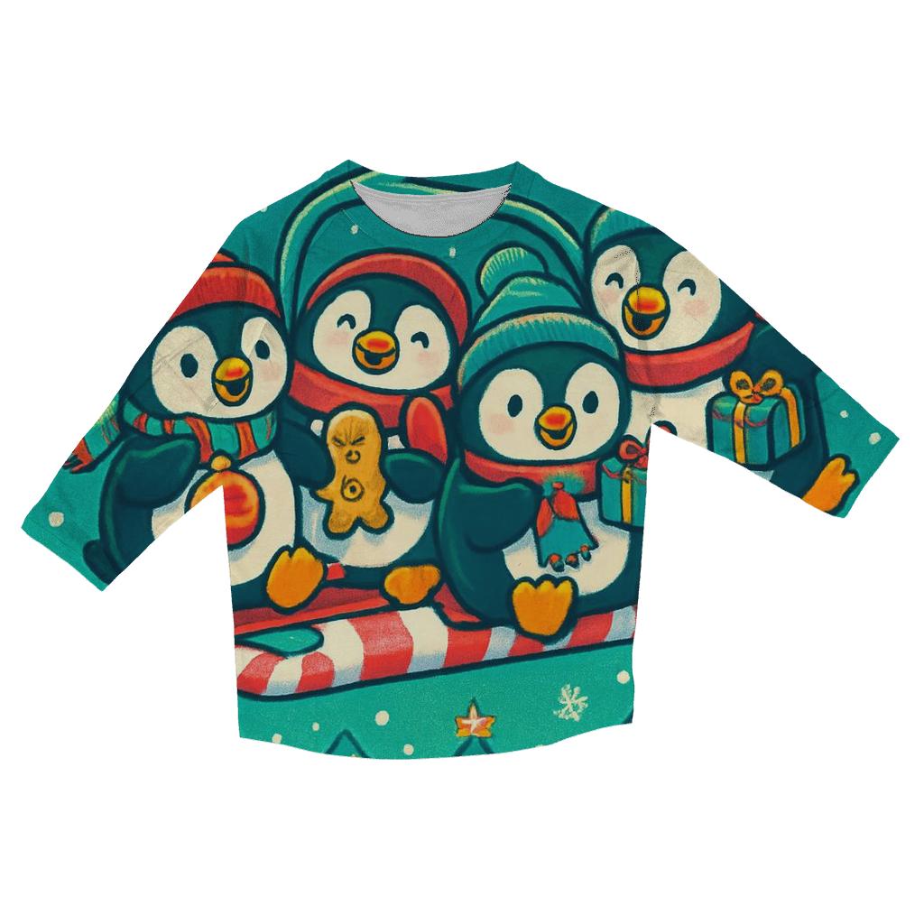 Penguin Ski Lift Party custom 3/4 sleeve shirts