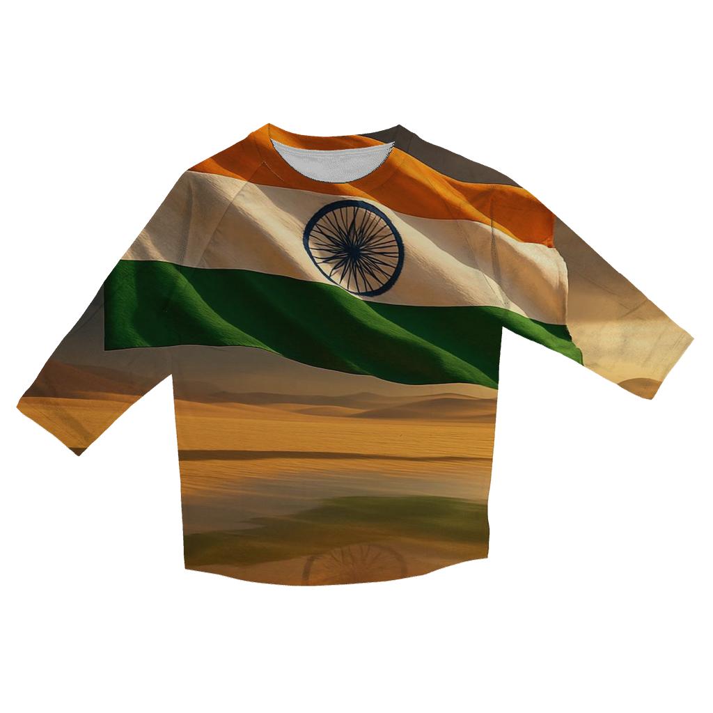 Indian Flag Desert Mirage Reflection custom 3/4 sleeve shirts