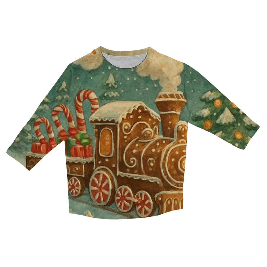 North Pole Train Cookie Express stylish quarter sleeve tops