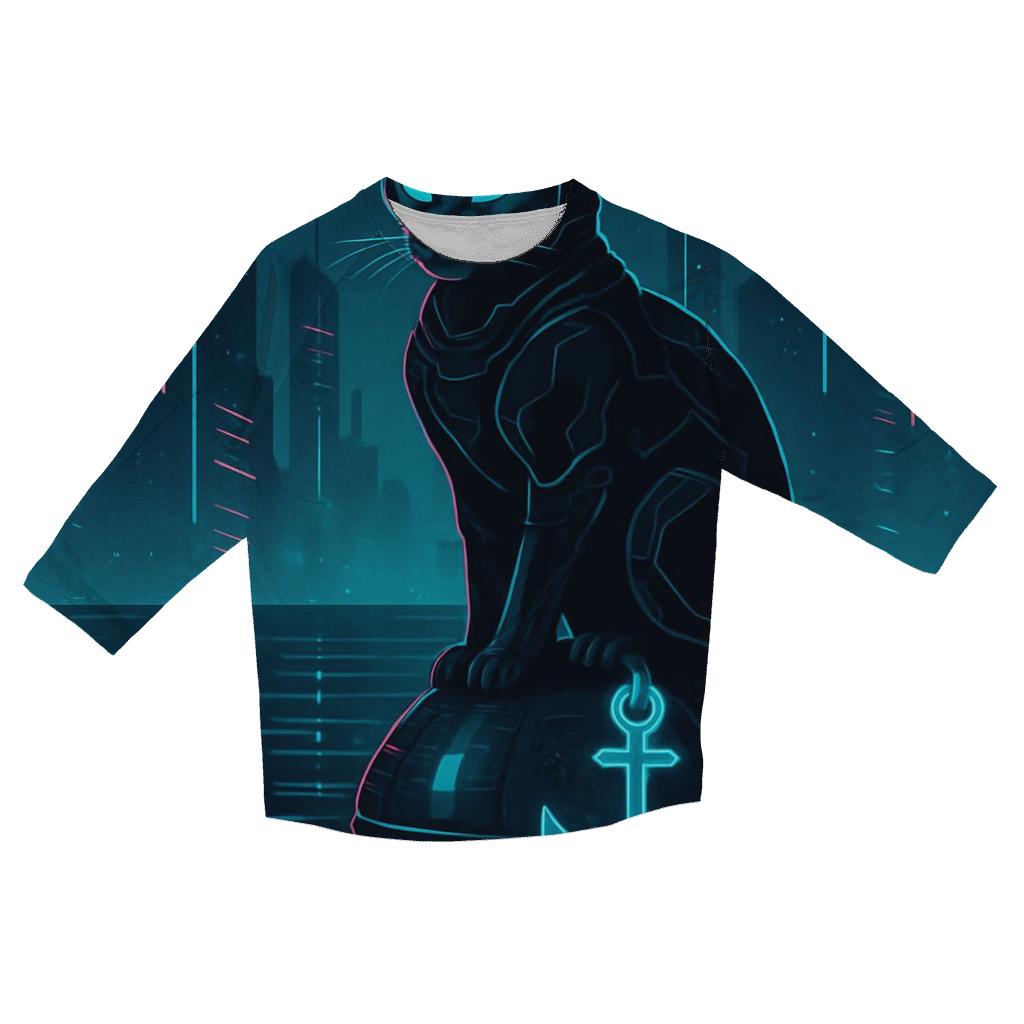 Cyber Harbor Sentinel Cat designer 3/4 sleeve blouses