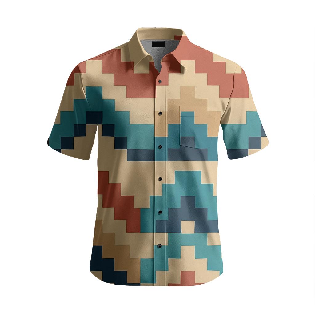 Navajo Sand Sky Stepped Chevron designer stitched shirts