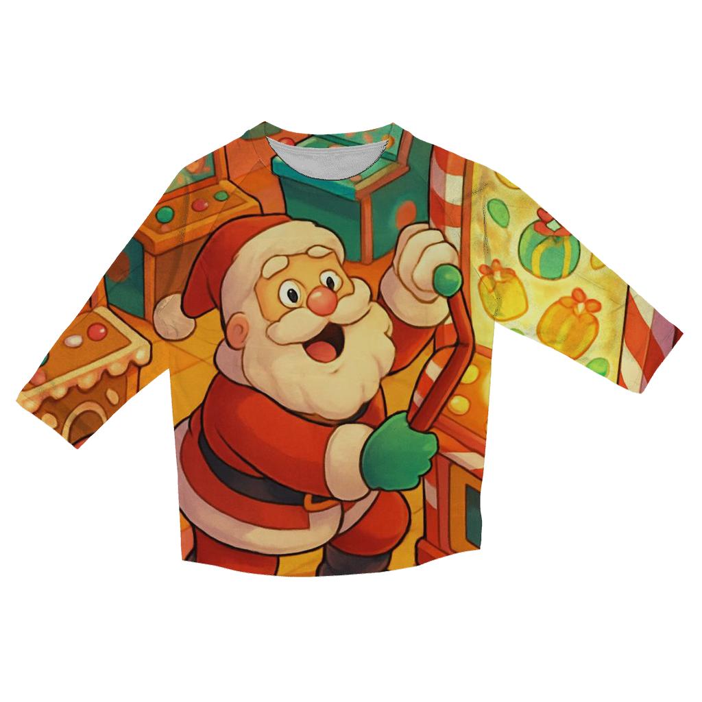 Retro Candy Arcade Santa casual three quarter sleeve shirts