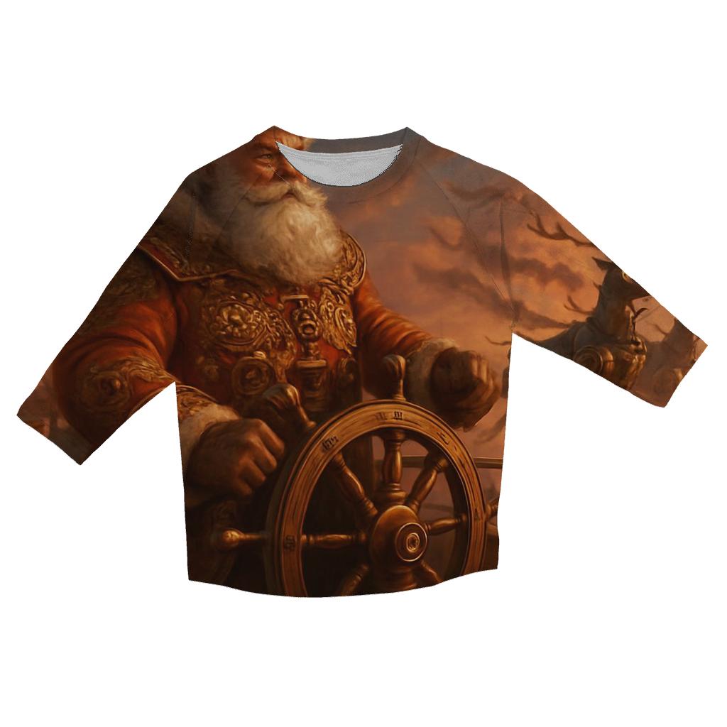 Steampunk Sky Admiral Santa cotton quarter sleeve shirts