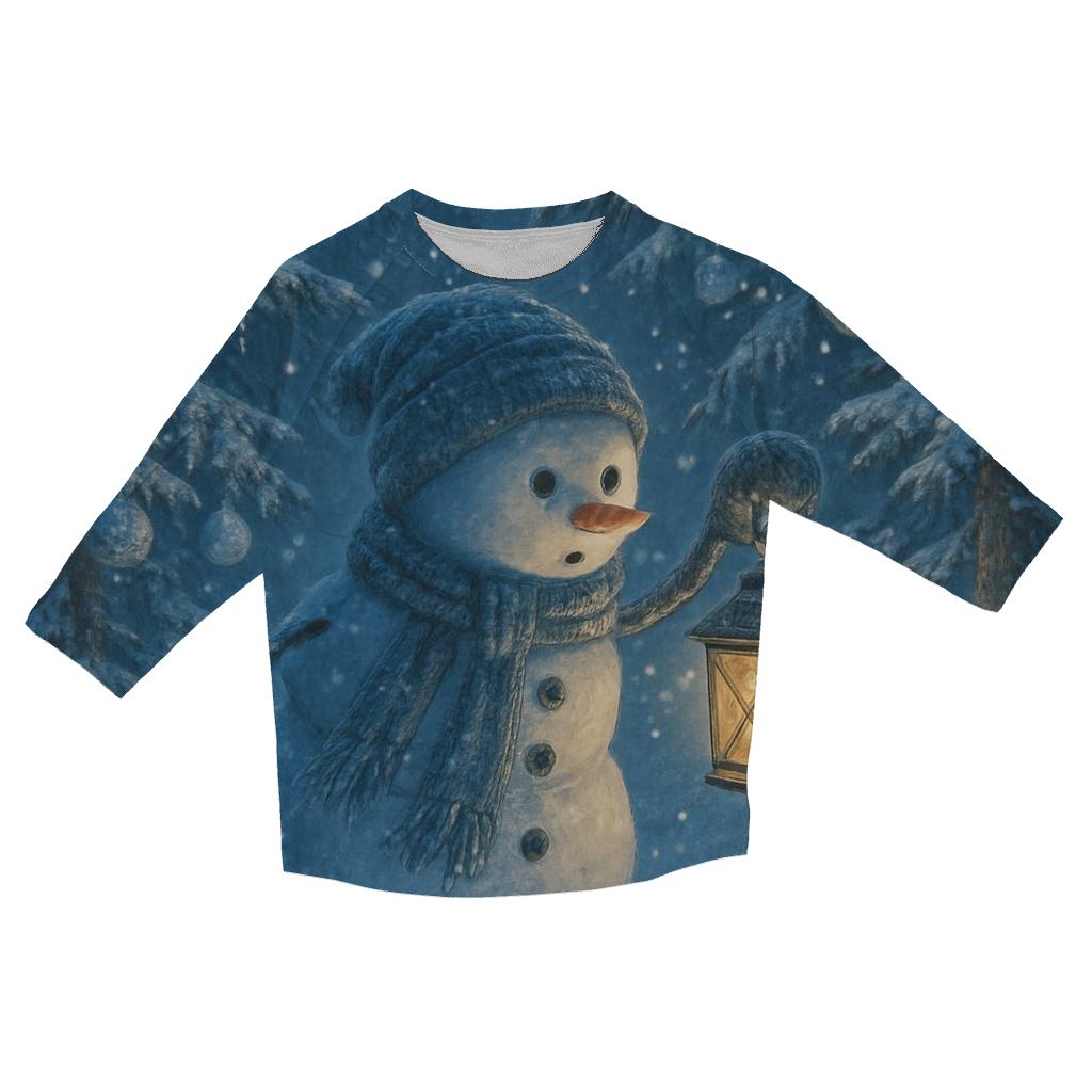 Snowman Lantern Forest Walk casual three quarter sleeve shirts