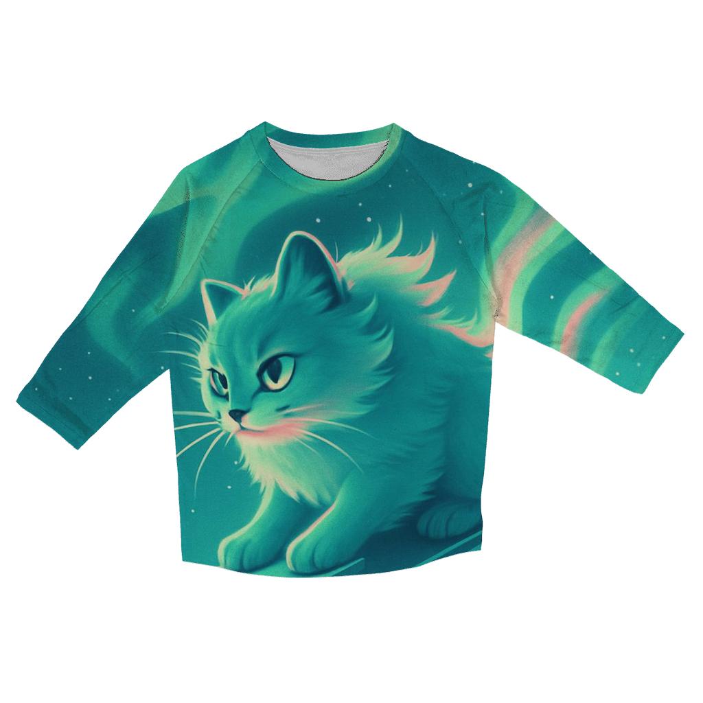 Aurora Drift Sled Cat designer 3/4 sleeve blouses