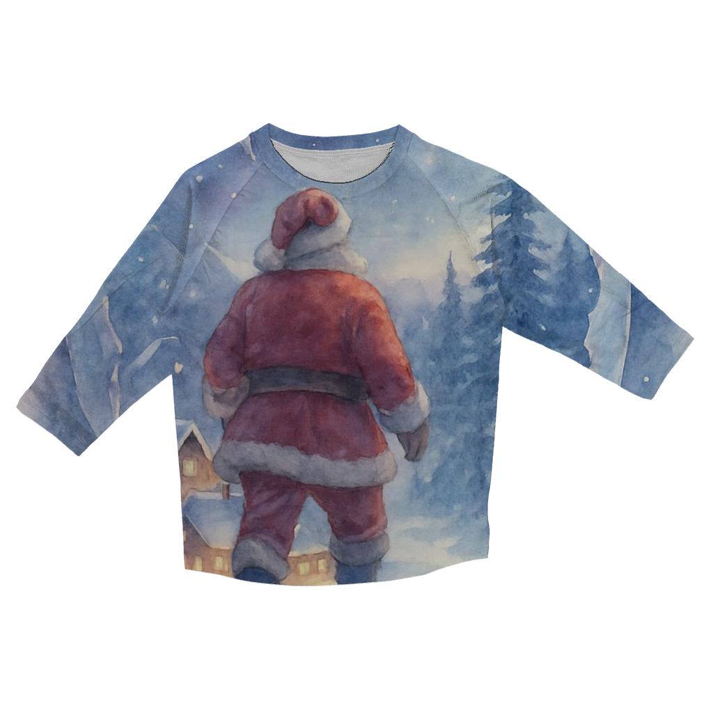 Snow Globe Dimension Santa fashion 3/4 sleeve shirts