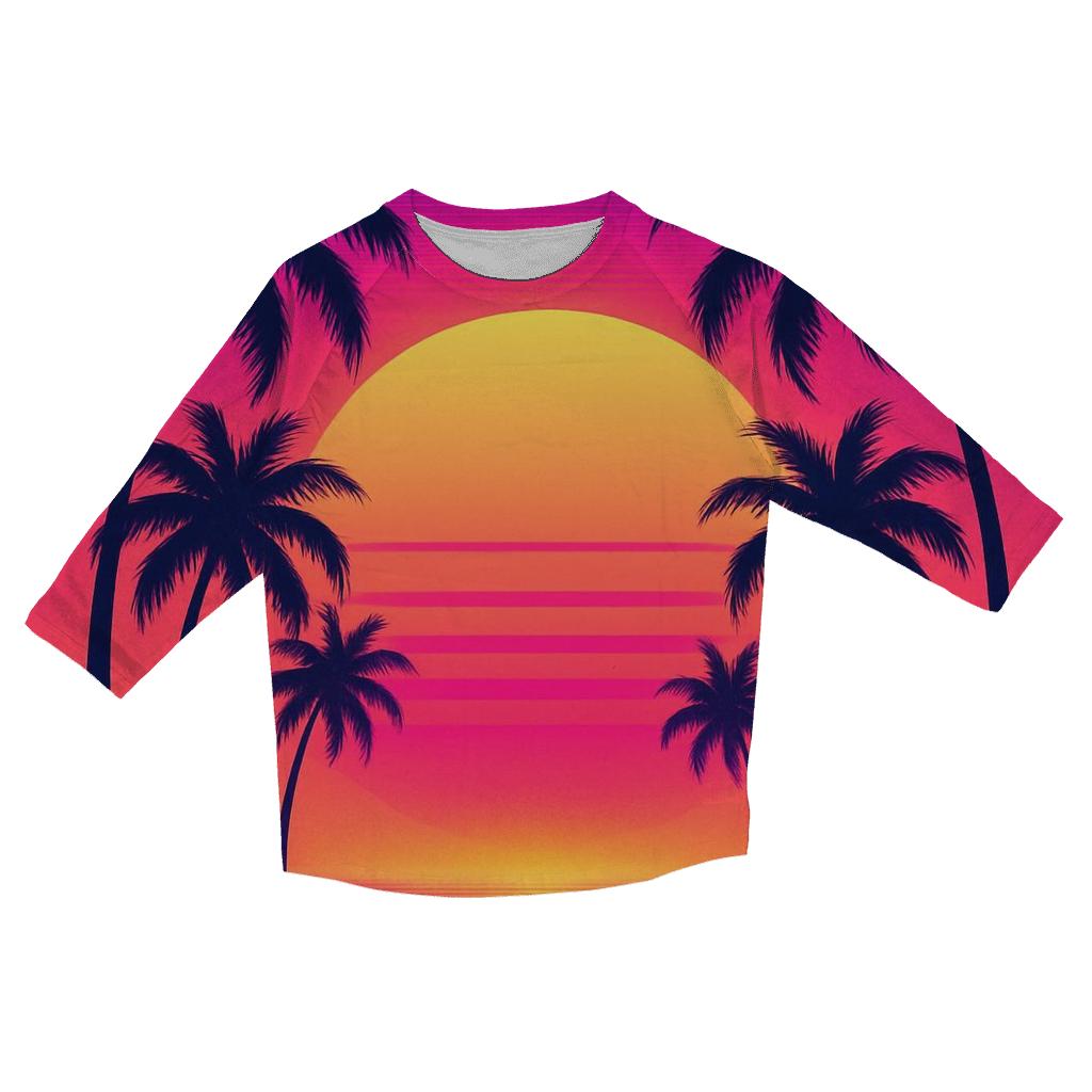 Palm Crescent Radiance trendy 3/4 sleeve tops