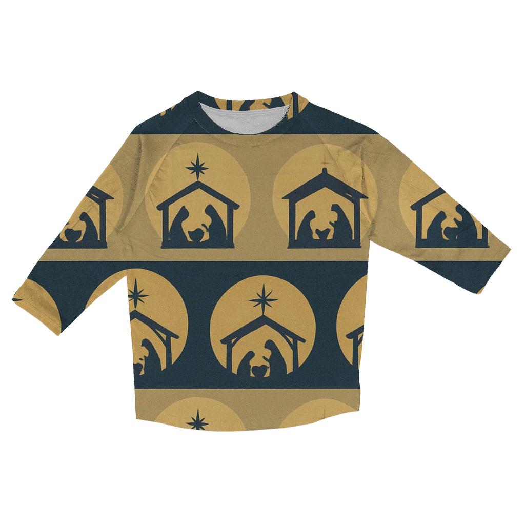 Nativity Silhouette Halo Bands personalized 3/4 sleeve tees
