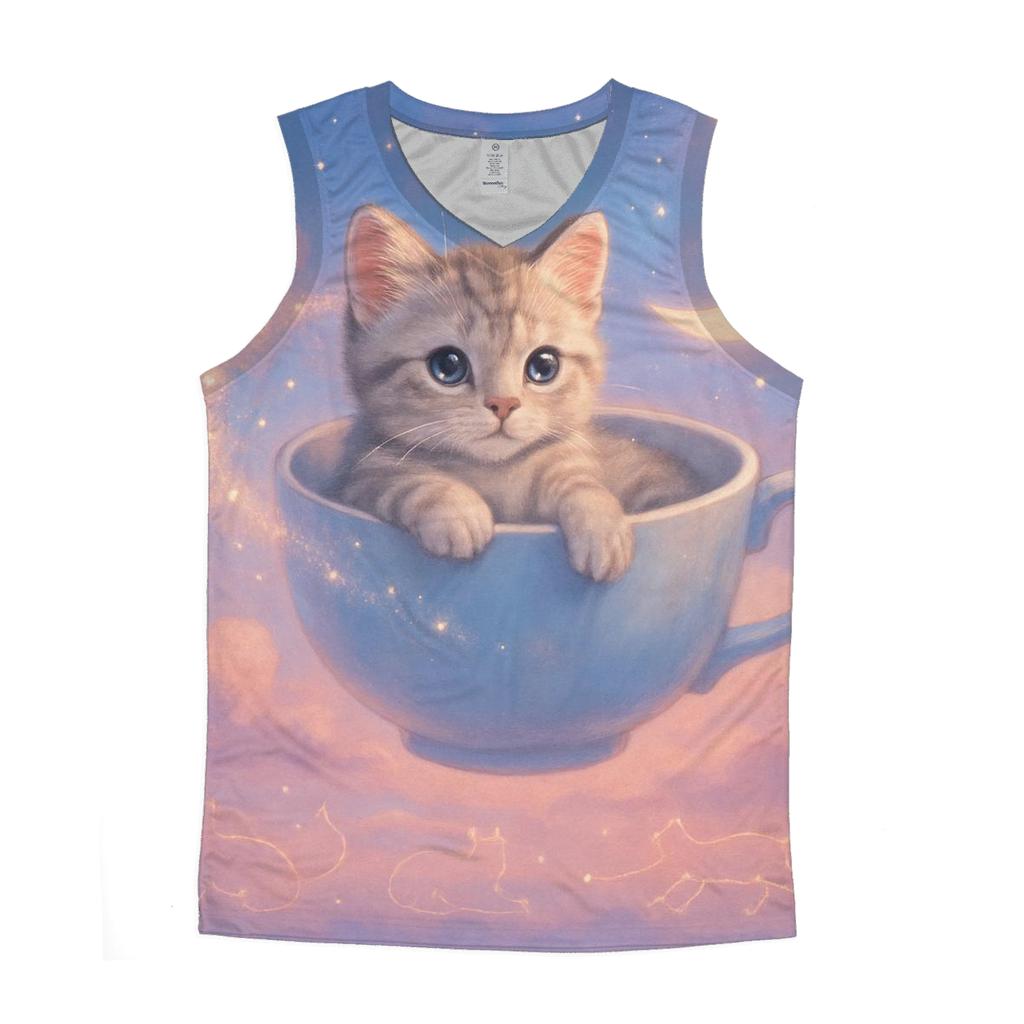 Celestial Teacup Cat personalized athletic tanks
