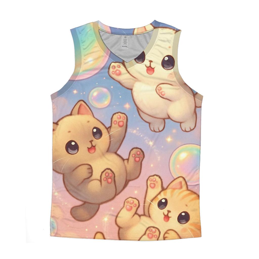 Rainbow Bubble Sky Kittens graphic print tank tops