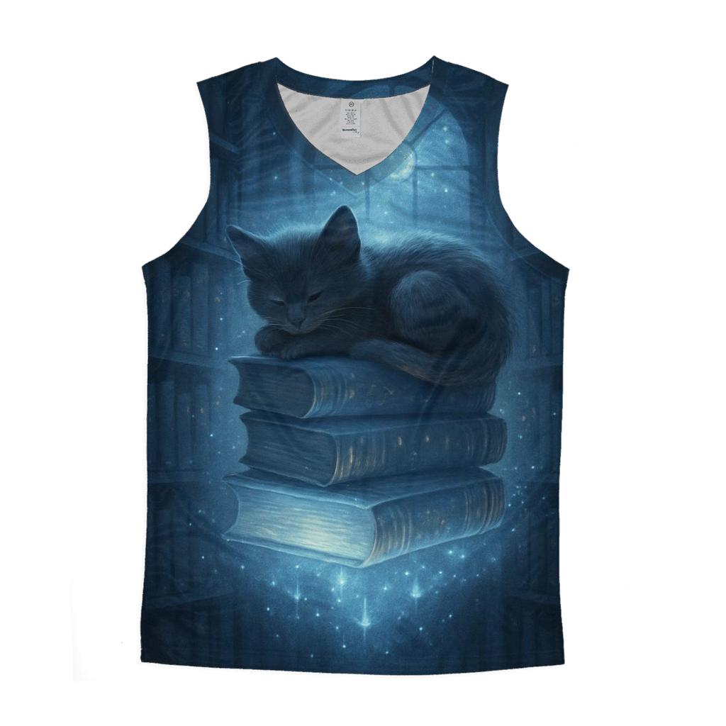 Moonlit Library Cat Nook designer workout tanks