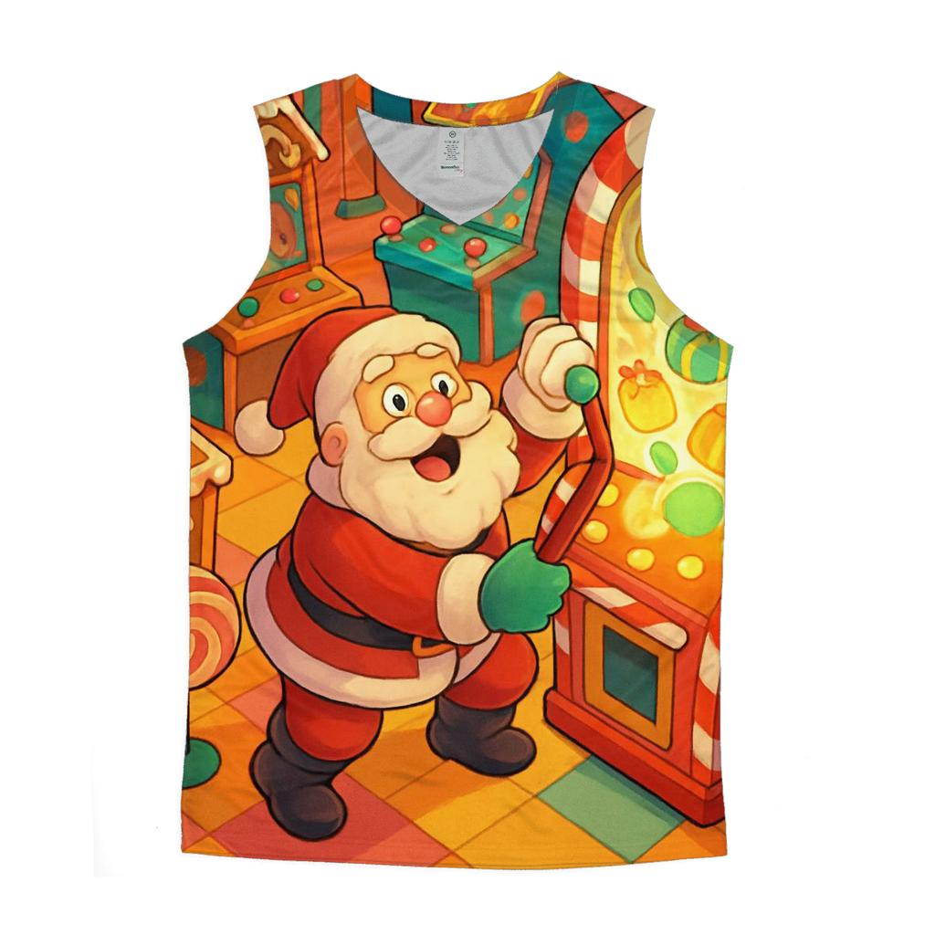 Retro Candy Arcade Santa graphic print tank tops