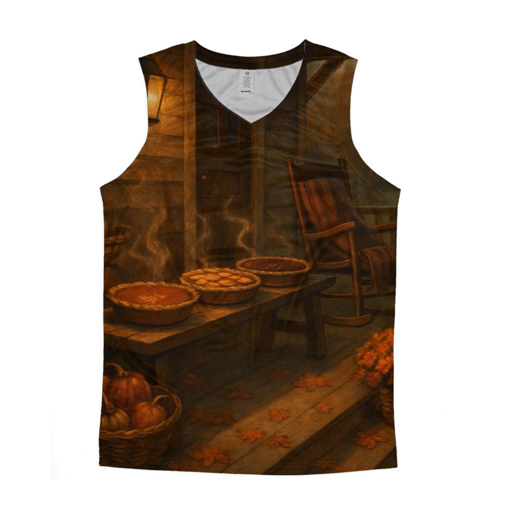 Autumn Porch Pie Gathering graphic print tank tops