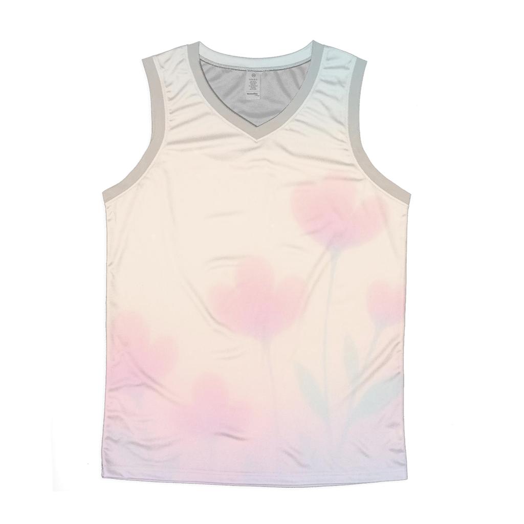 Pastel Mist Gradient Garden graphic print tank tops