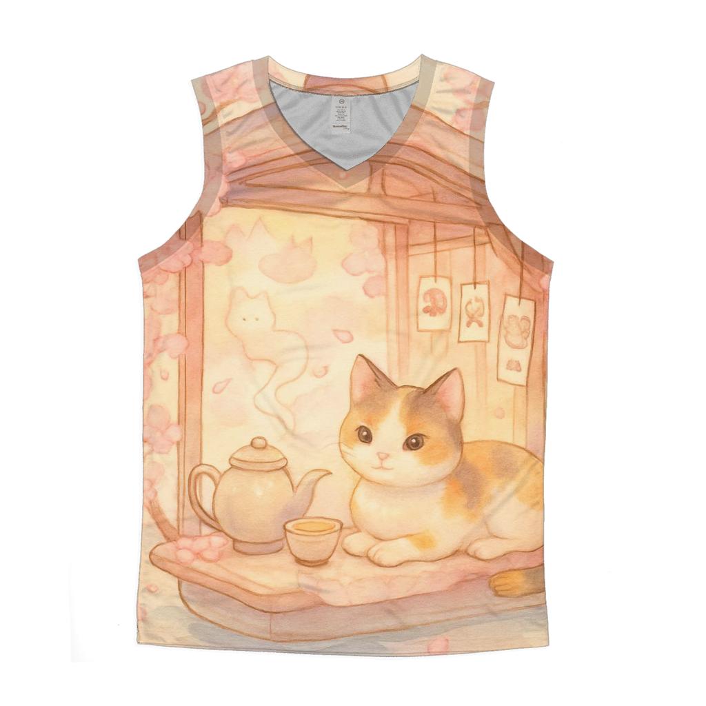 Blossom Tea House Cat personalized athletic tanks