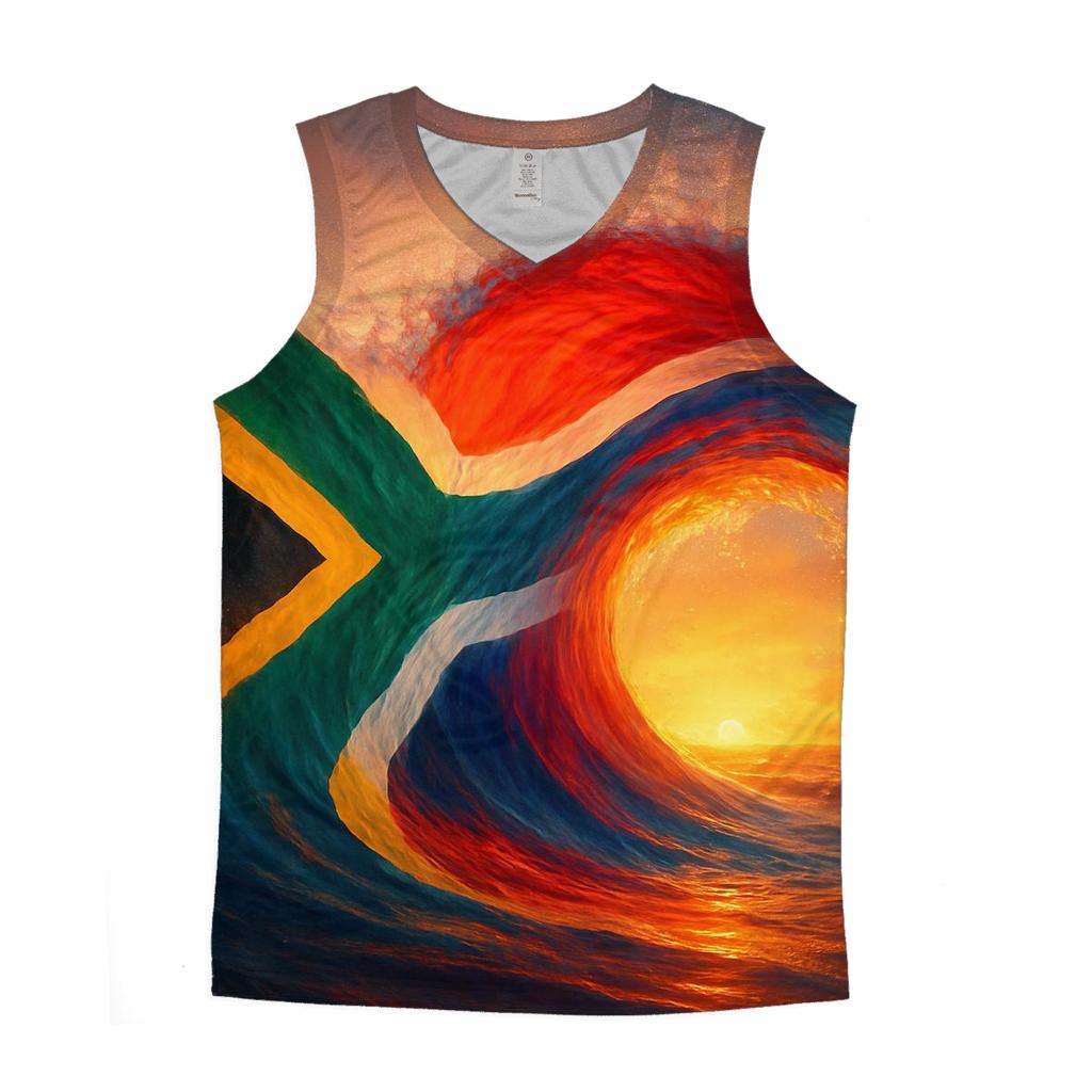 South African Flag Ocean Wave Fusion designer workout tanks