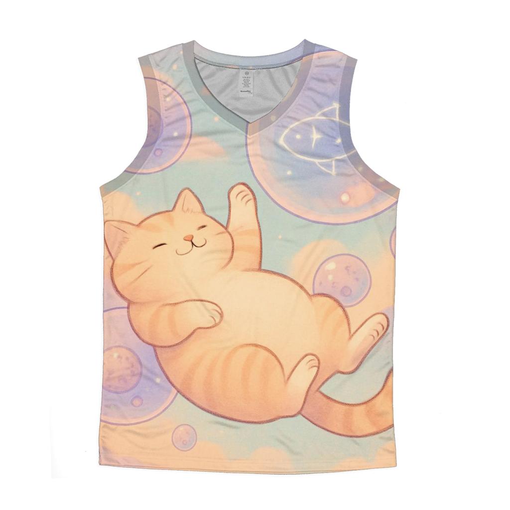 Bubble Tea Daydream Cat graphic print tank tops
