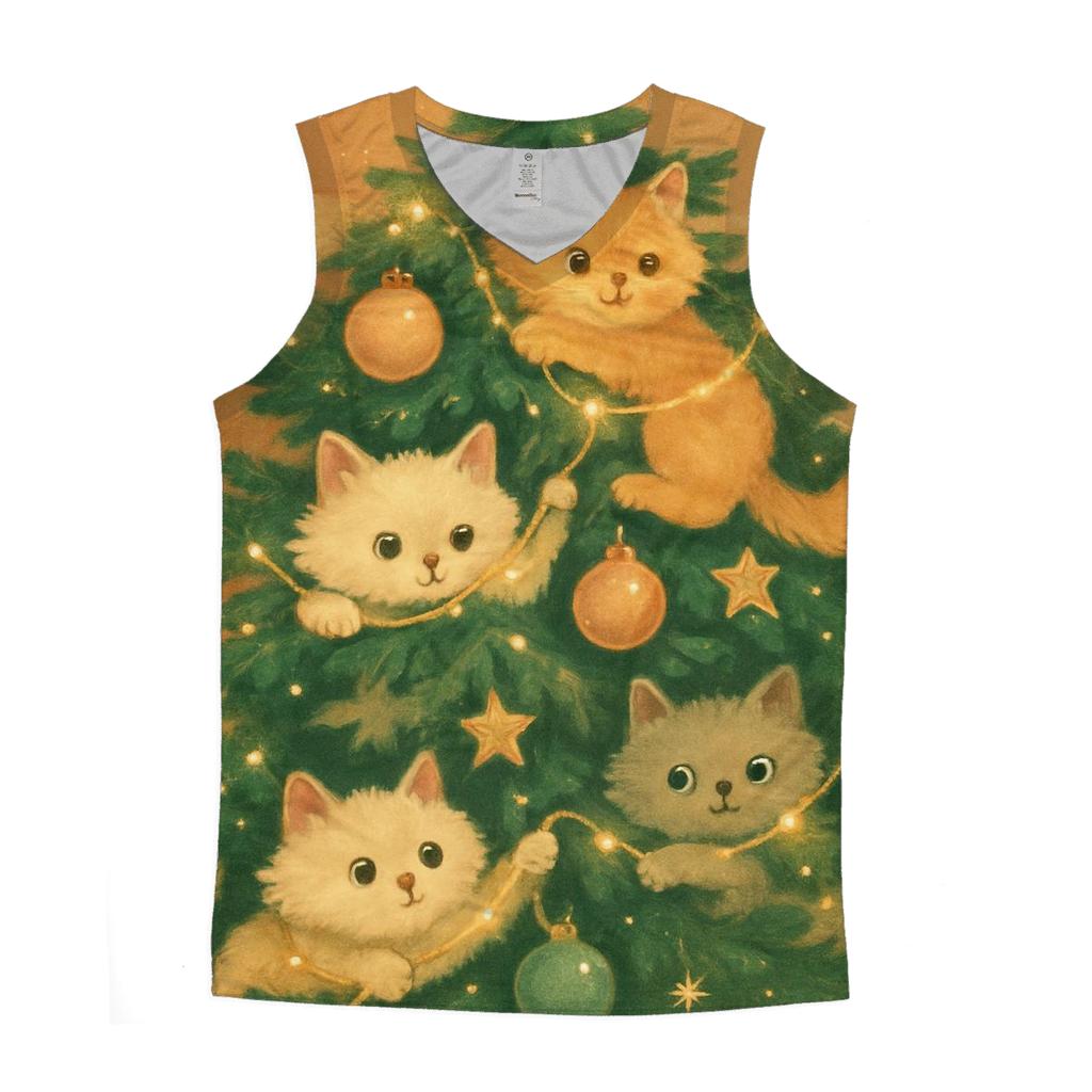 Cat Ornament Tree Takeover graphic print tank tops