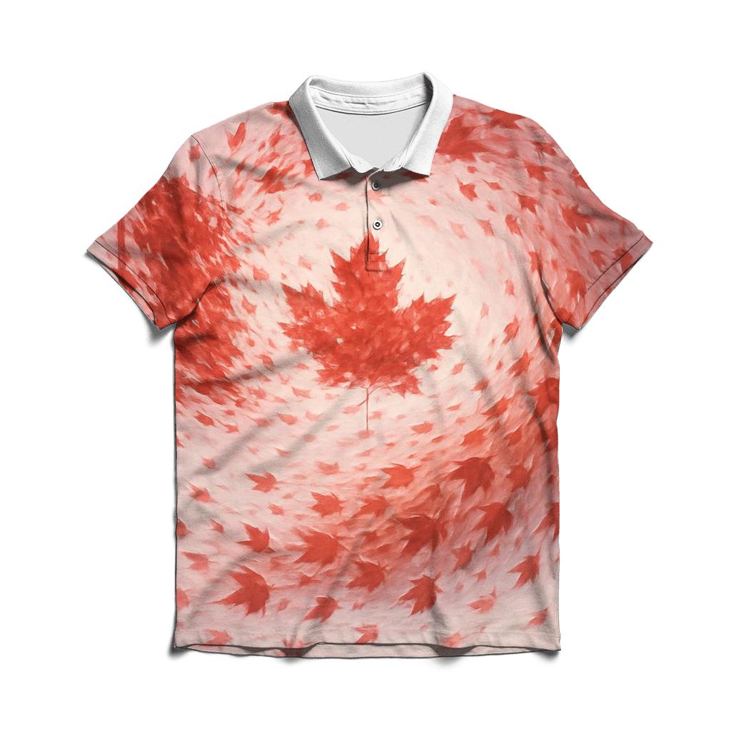 Canadian Flag Surreal Maple Wind personalized polo shirts