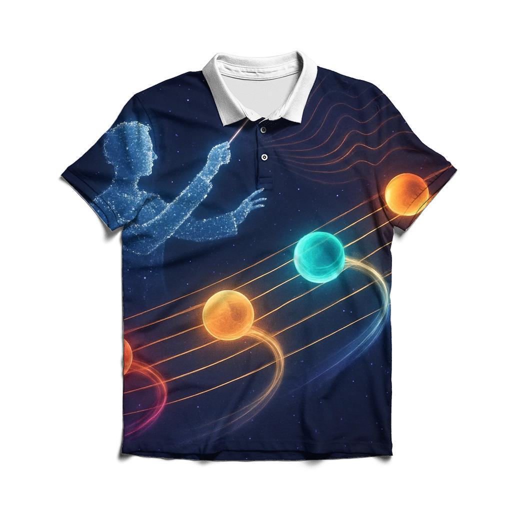 Harmonic Orbits Cosmic Symphony personalized polo shirts