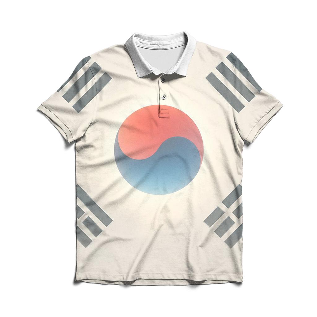 South Korean Flag Sky Portal Abstract designer slim fit polos