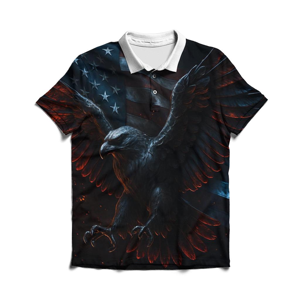 Iron Eagle Ember Flag stylish collar polo tees
