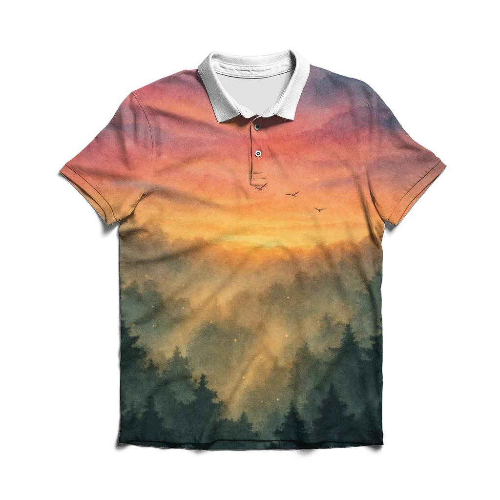 Forest Canopy Ember Sky personalized polo shirts
