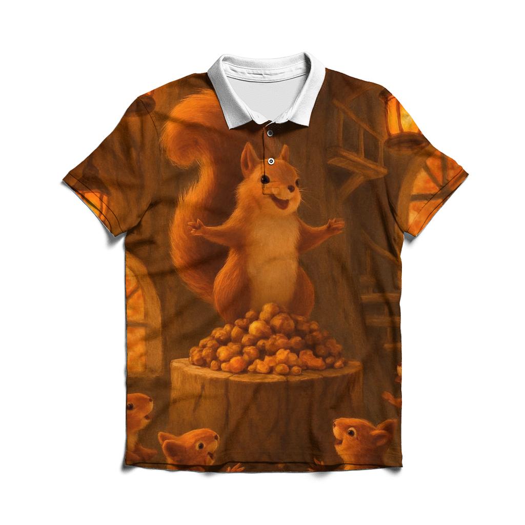 Squirrels Autumn Feast Treehouse casual sports polo shirts