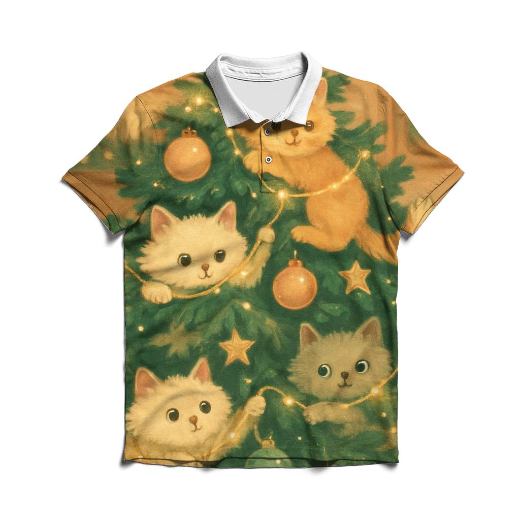 Cat Ornament Tree Takeover personalized polo shirts