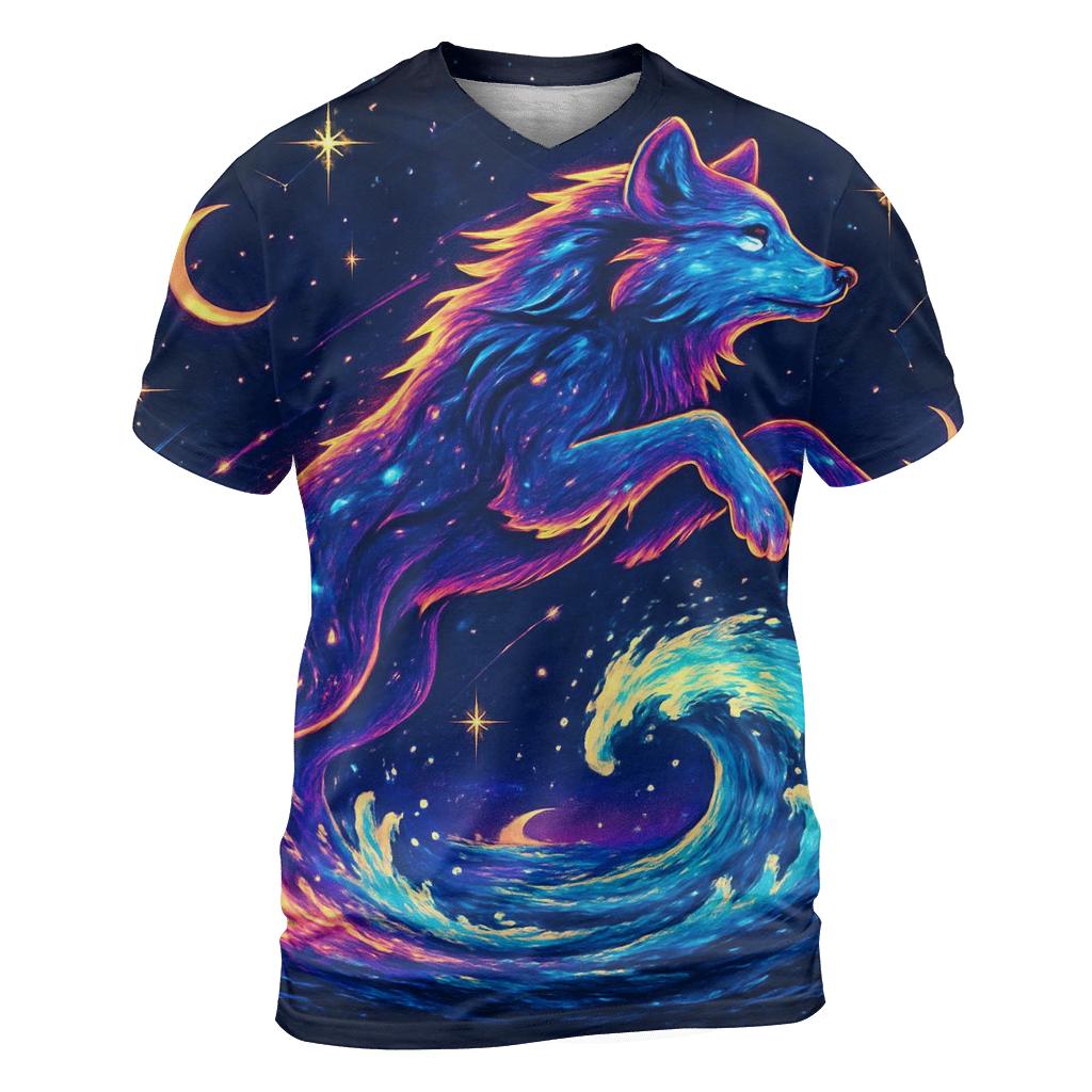 Celestial Tidal Wolf creative print fashion shirts