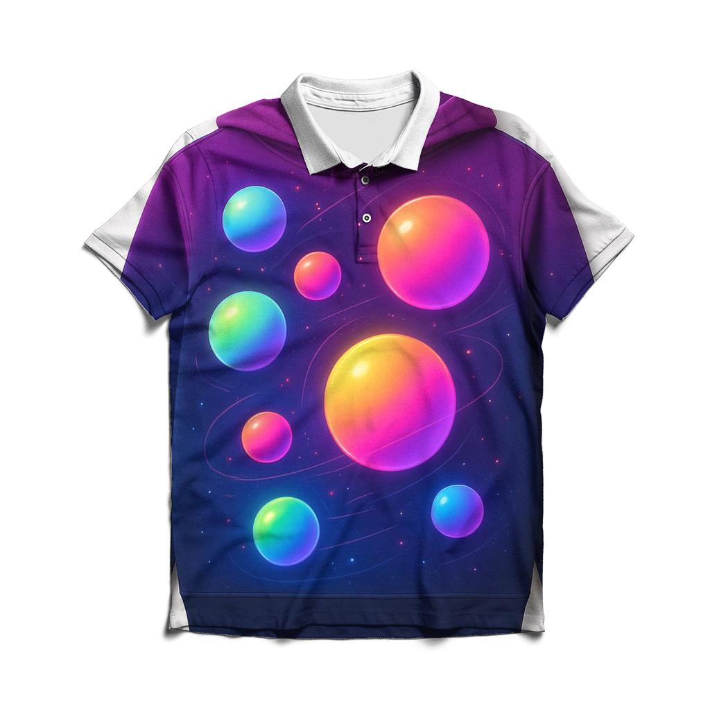 Orbiting Spheres Gradient Playground personalized polo shirts