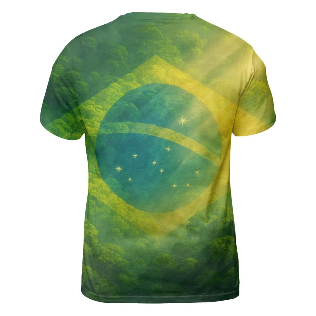 Brazilian Flag Forest Canopy Double Exposure creative print fashion shirts