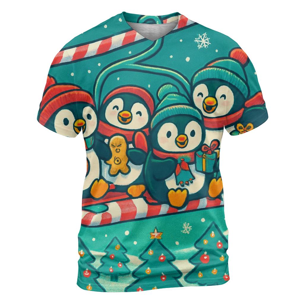 Penguin Ski Lift Party custom all-over print shirts