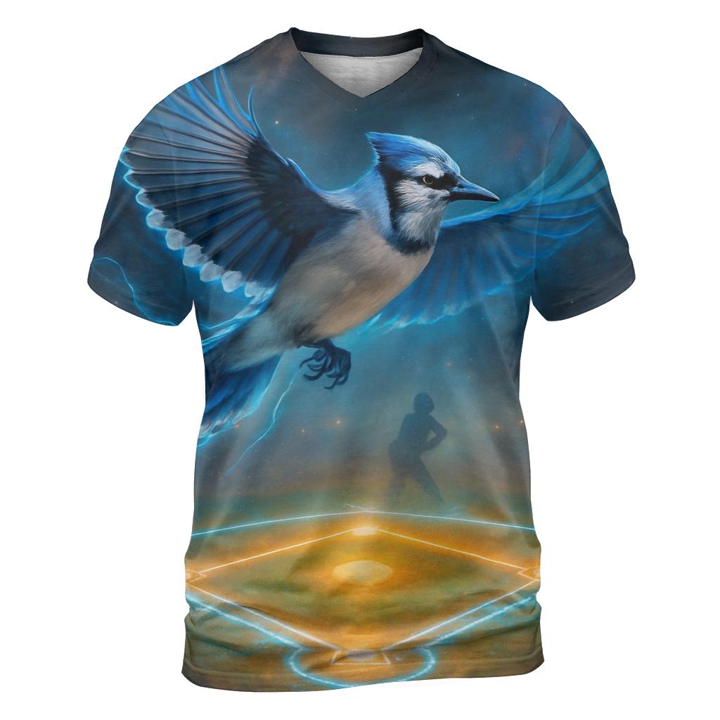 Nebula Diamond With Blue Jays Flight vibrant all-over design tees
