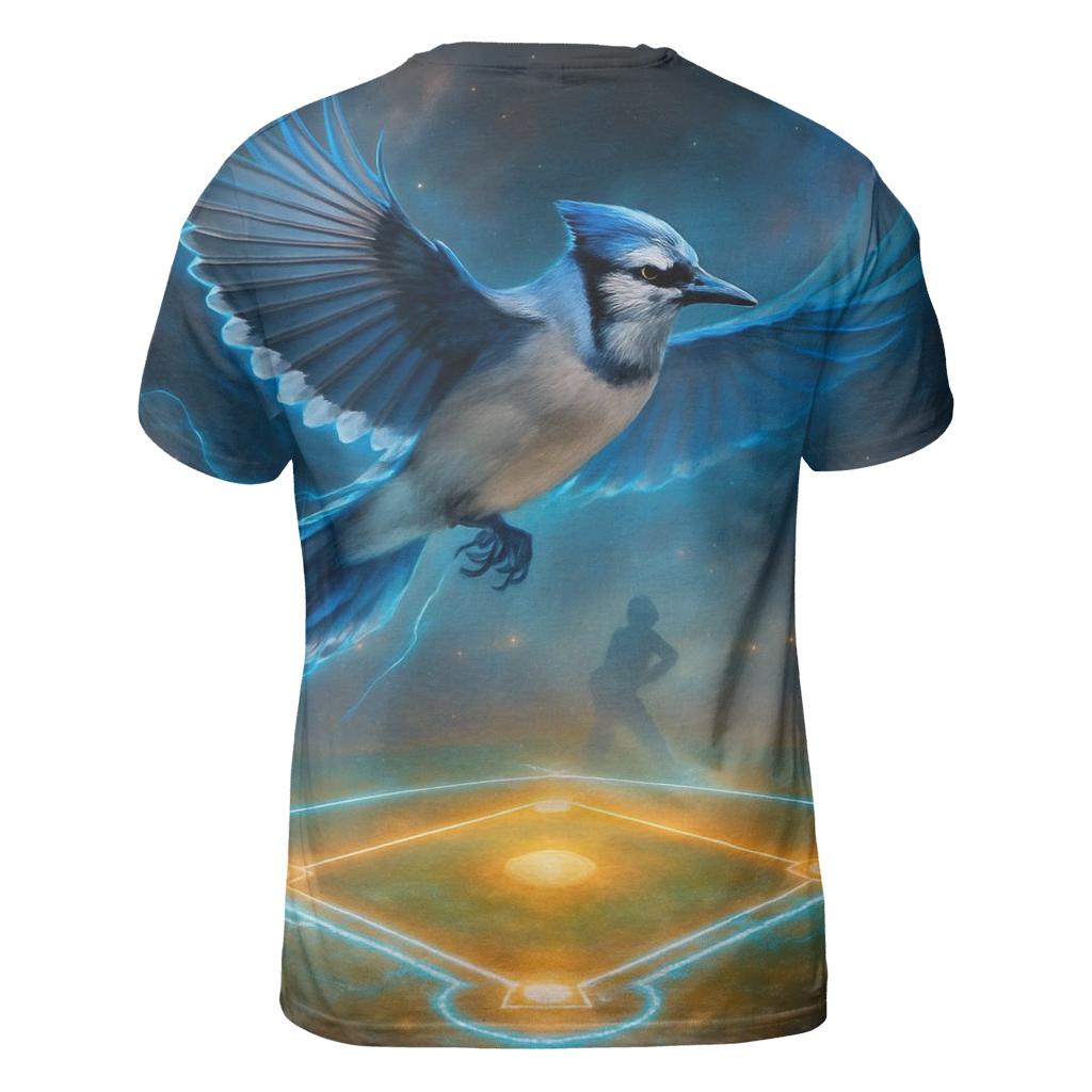 Nebula Diamond With Blue Jays Flight vibrant all-over design tees