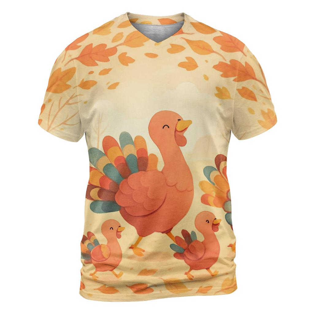 Grateful Turkeys Parade In The Leaves designer pattern shirts
